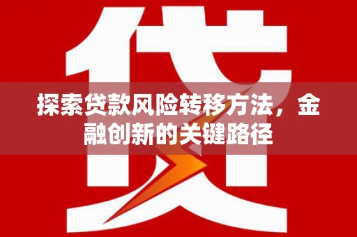 北海探索贷款风险转移方法，金融创新的关键路径